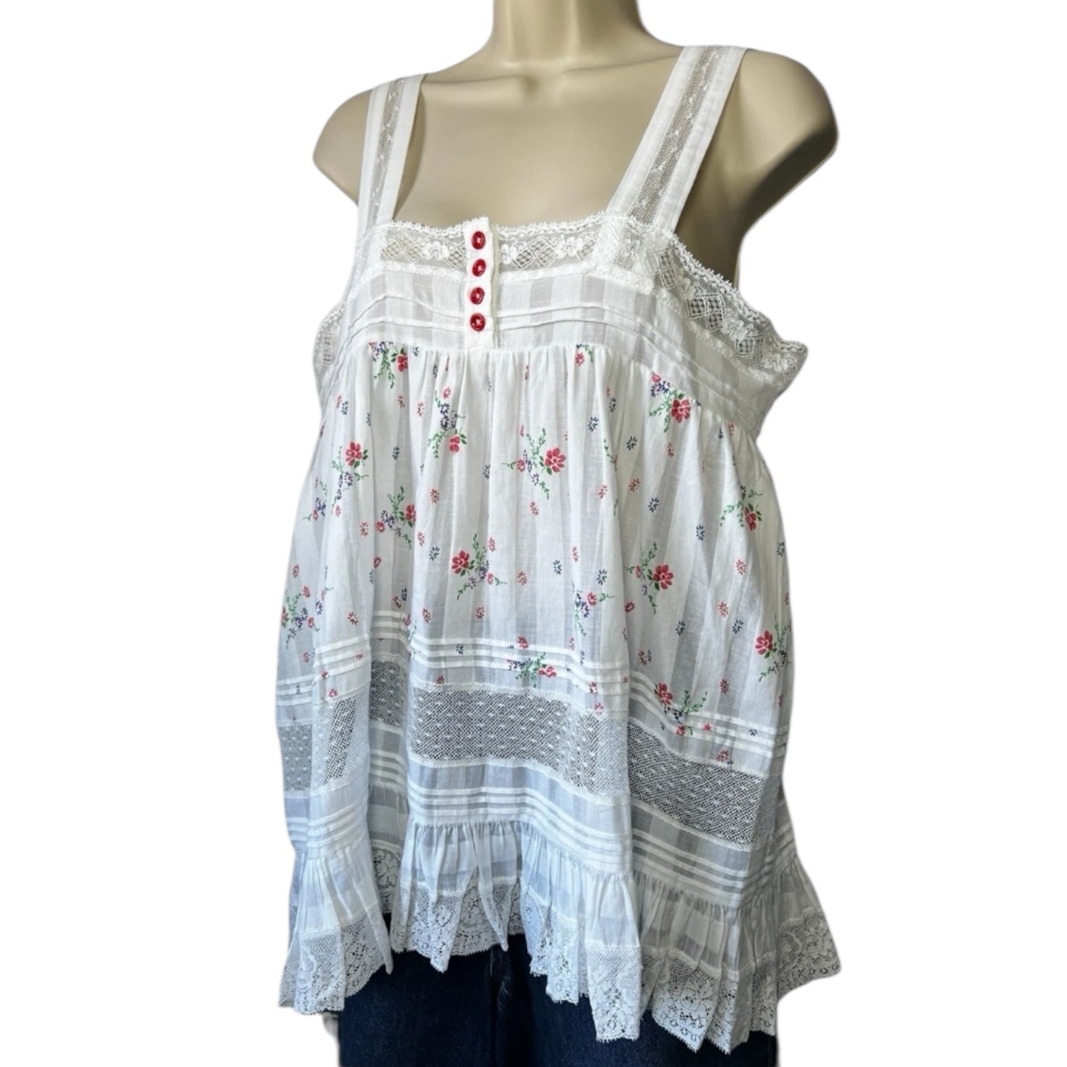 HIGH Use by Claire Campbell Floral Lace Cotton Top - IT42 (UK10)