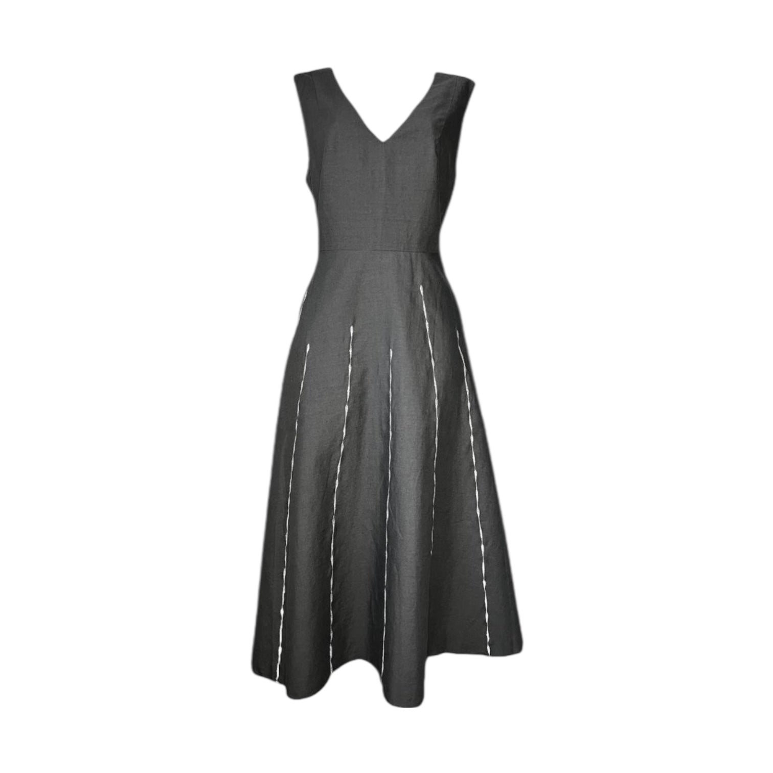 Bottega Veneta Linen Embroidered Midi Dress – Circle Skirt, IT42 (UK10)