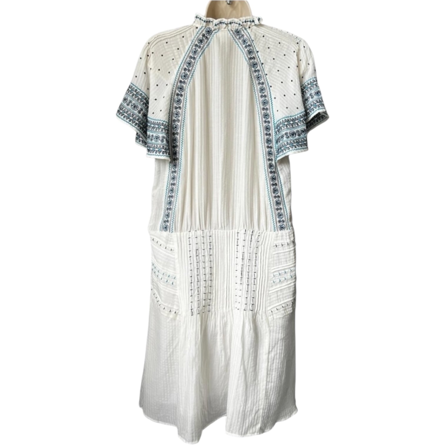 Veronica Beard Embroidered Silk-Cotton Mini Dress – White, US8 – pre-loved