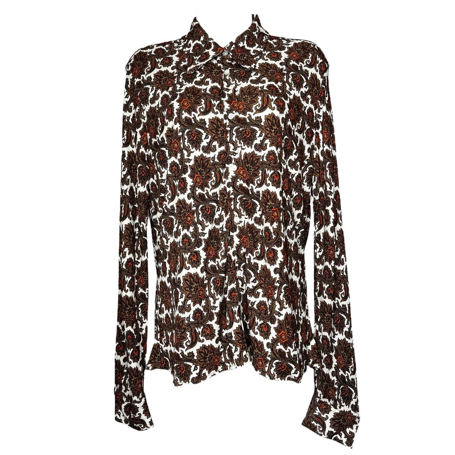 Nili Lotan Celestine Jersey Shirt – Paisley Tapestry Print, Size L – pre-loved