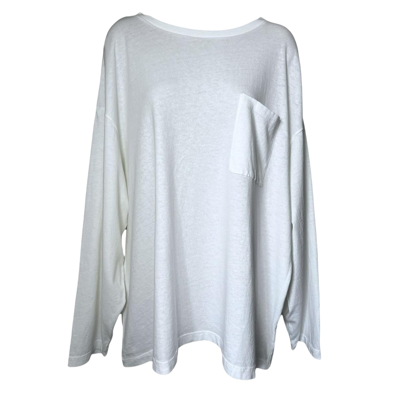 Khaite White Logo Patch Oversized Tee – Cotton Long Sleeve T-Shirt, XL