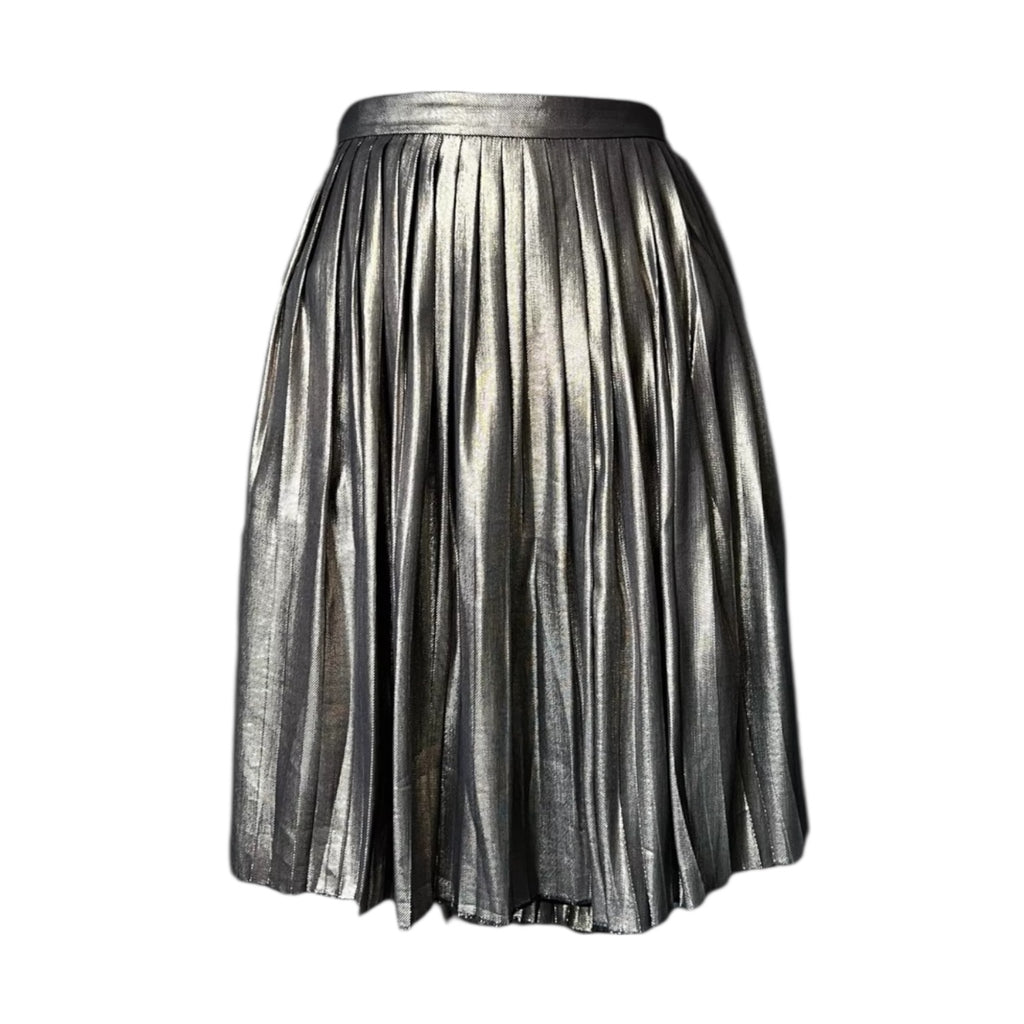 Tory Burch Pleated Silk Mini Skirt – Metallic, US10
