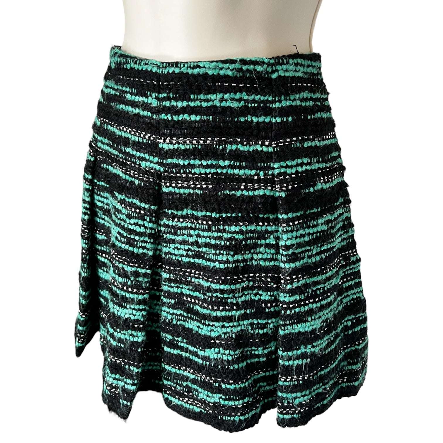 Proenza Schouler Tweed Wool Mini Skirt – Pleated, A-Line, Silk Lined, US 4 – pre-loved