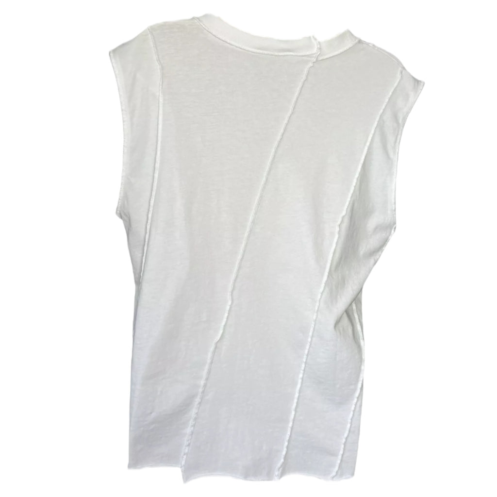 Aries Offset Vest – Deconstructed Temple Print Cotton Top, Size L