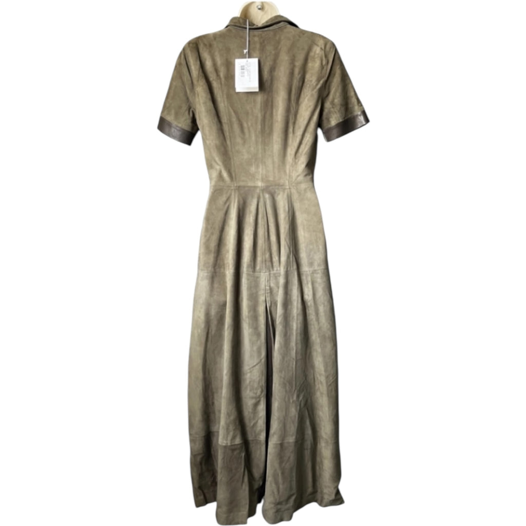 BLK DNM Suede Dress – Midi, Khaki, Size S – pre-loved