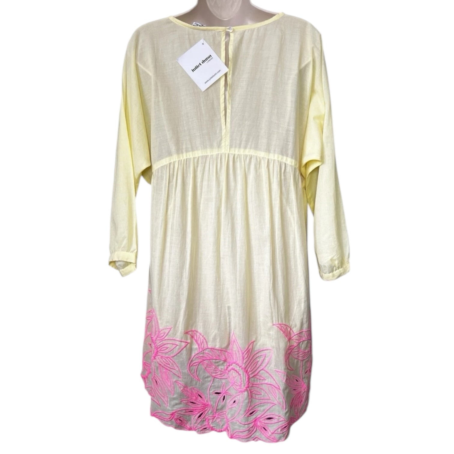 Juliet Dunn Embroidered Batwing Dress – Mini, Cotton, Size 1 (UK8)