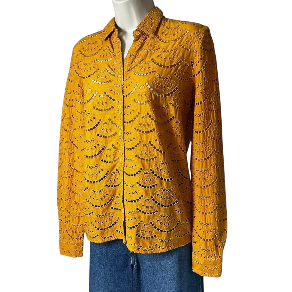 Ba&sh Crochet Embroidered Cotton Shirt – Size 0 (UK6)