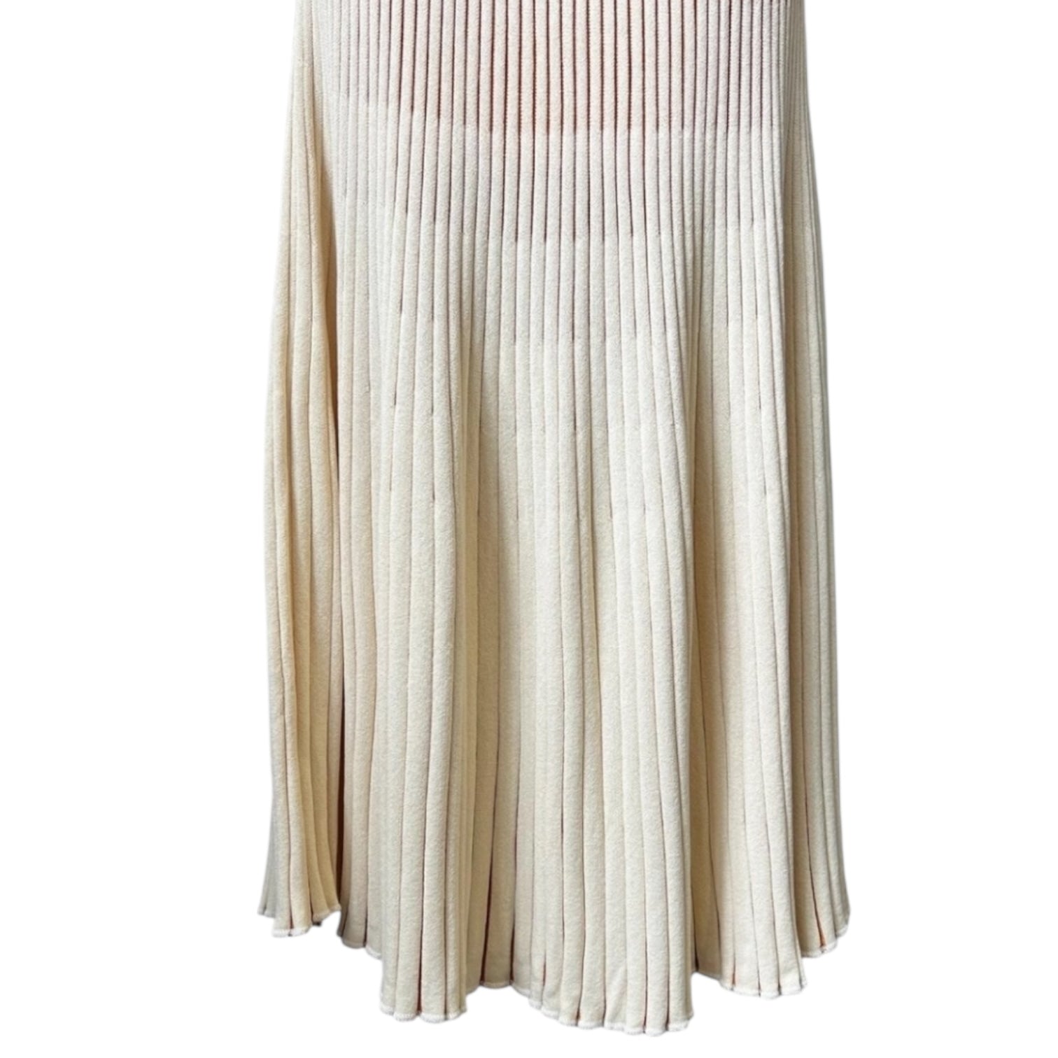 Nicholas Ribbed Knit Gradient Midi Skirt – Neutral Ombre Flare, Size XS – pre-loved