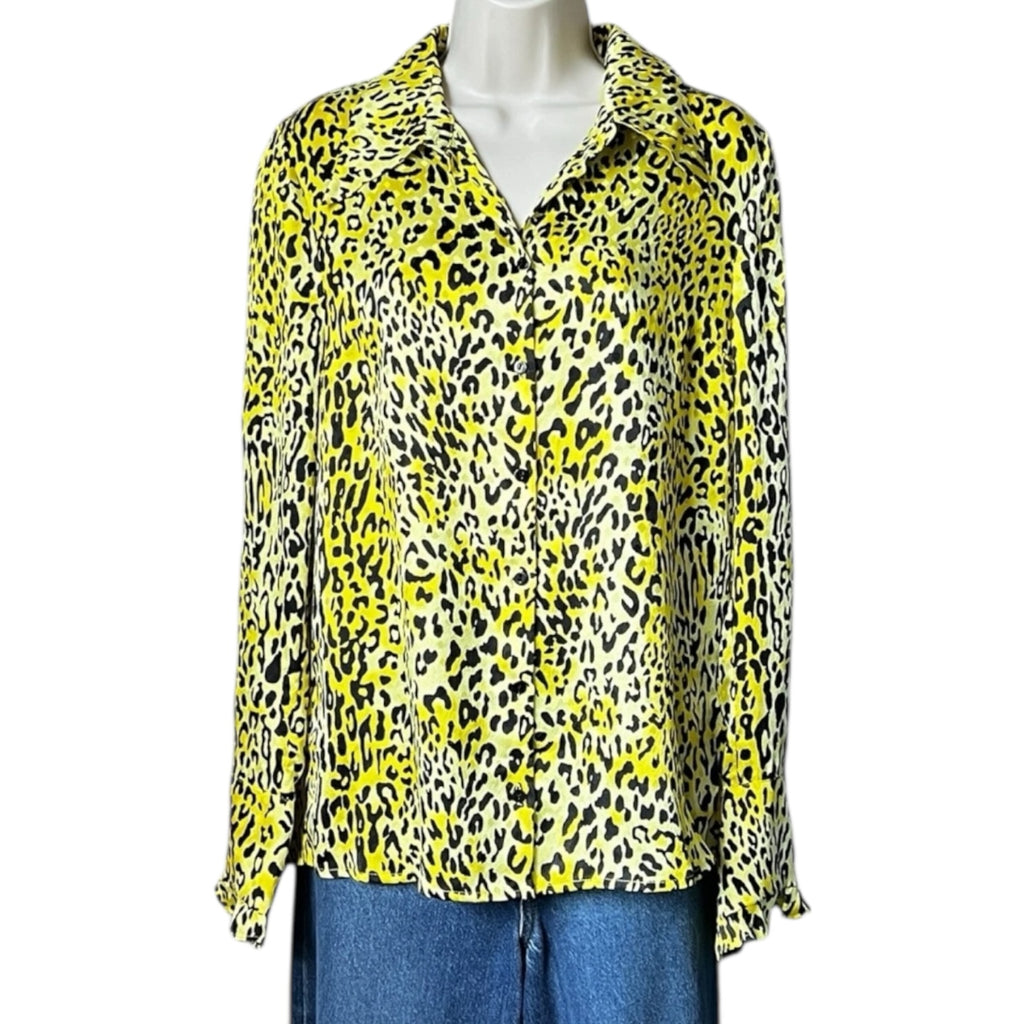 Baum Und Pferdgarten Silk Frill Cuff Blouse – Leopard Print, EU38