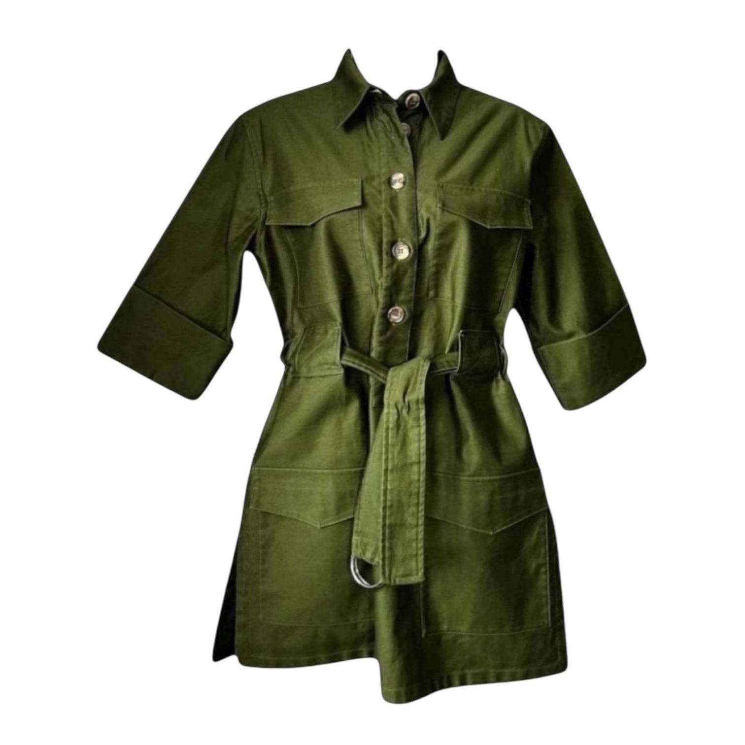 Celine by Phoebe Philo Cotton Belted Top – Safari Patch Pockets, Minimalist Military Chic, FR 36 – pre-loved