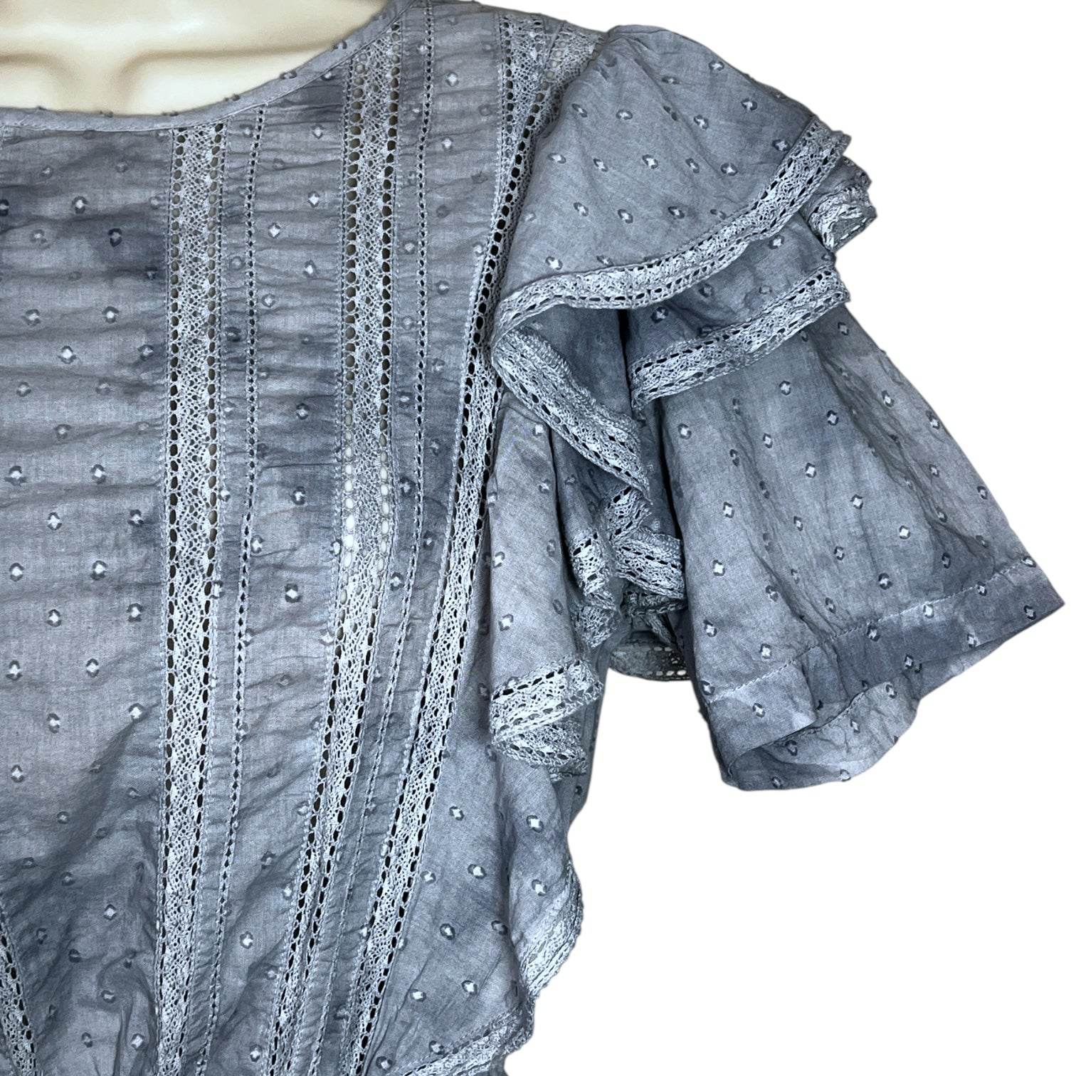 LoveShackFancy Natasha Tiered Mini Dress – Blue Tie-Dye Ruffle Cotton, Size M – pre-loved