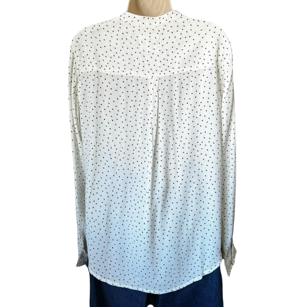 Rails Heart Print Tie-Neck Crepe Blouse – Casey, S