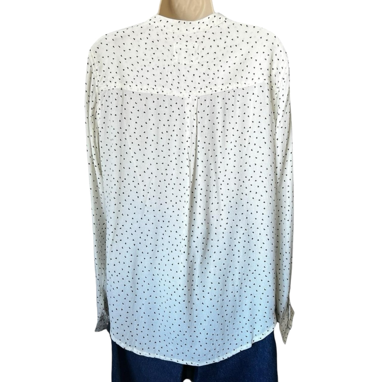 Rails Heart Print Tie-Neck Crepe Blouse – Casey, S