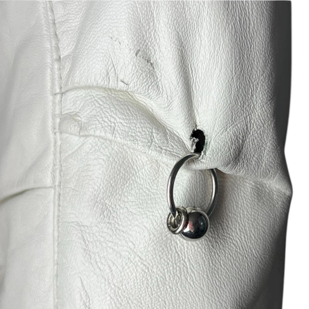 Vintage Moschino Leather Piercing Mini Skirt – White, UK10