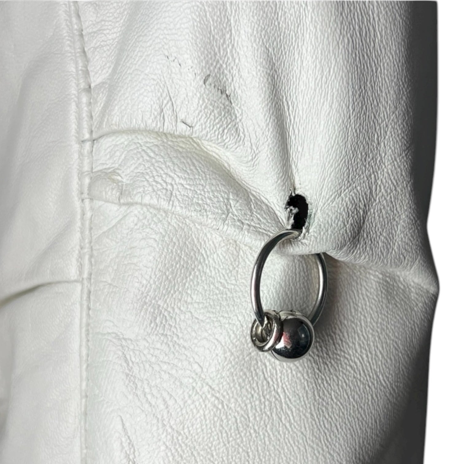 Vintage Moschino Leather Piercing Mini Skirt – White, UK10