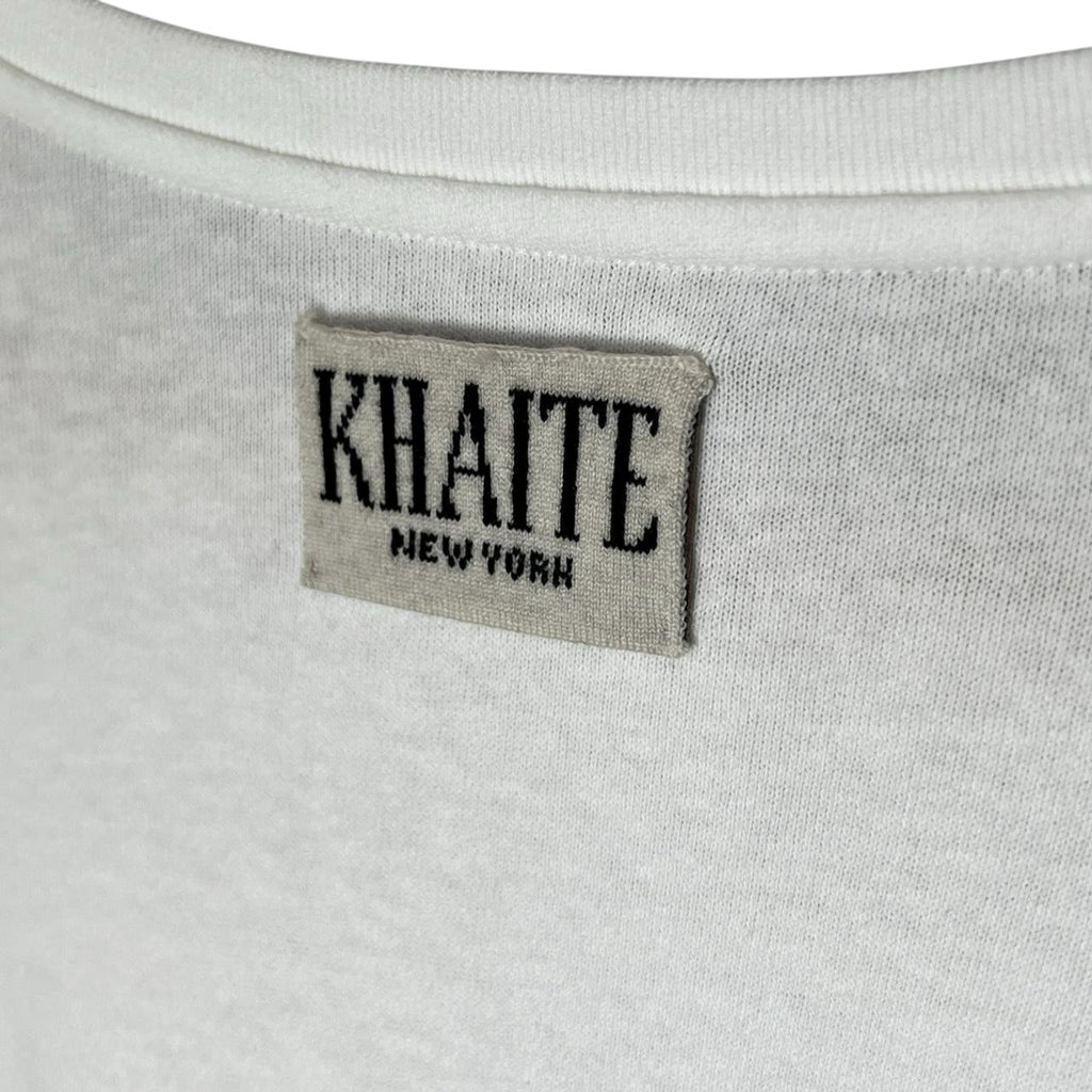 Khaite White Logo Patch Oversized Tee – Cotton Long Sleeve T-Shirt, XL