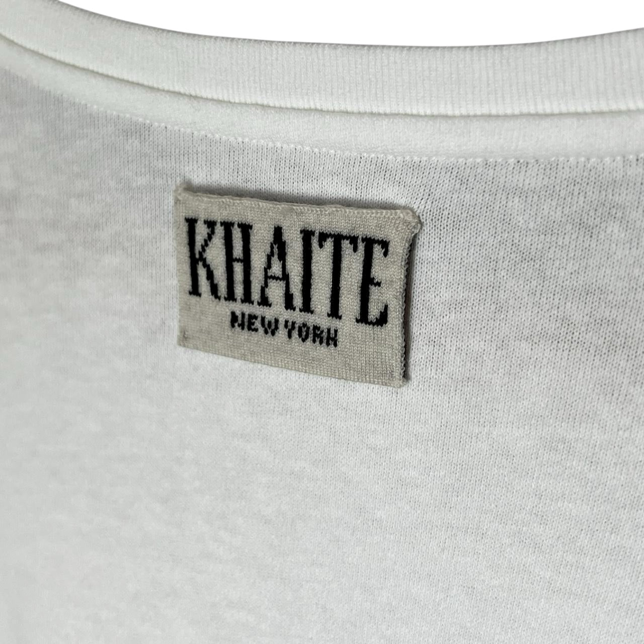Khaite White Logo Patch Oversized Tee – Cotton Long Sleeve T-Shirt, XL