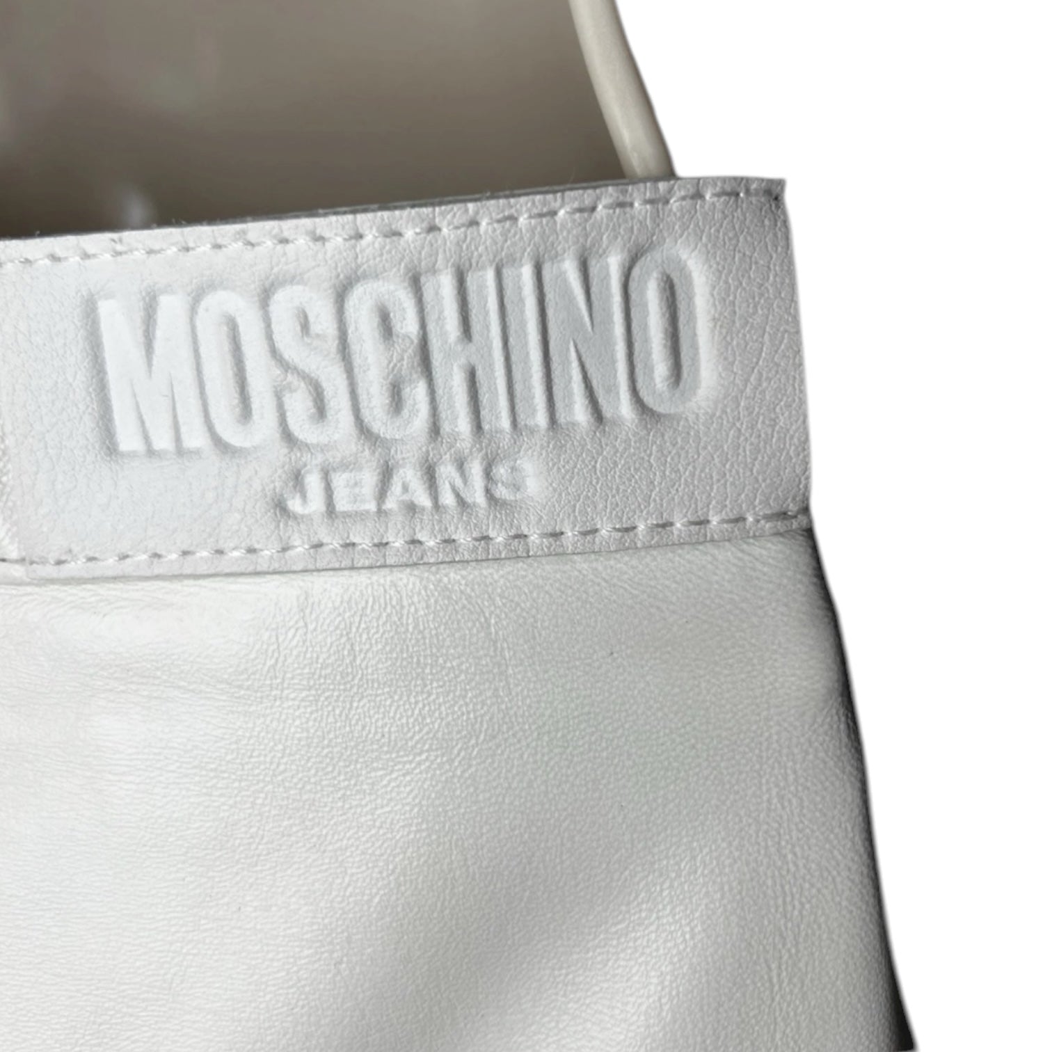 Vintage Moschino Leather Piercing Mini Skirt – White, UK10