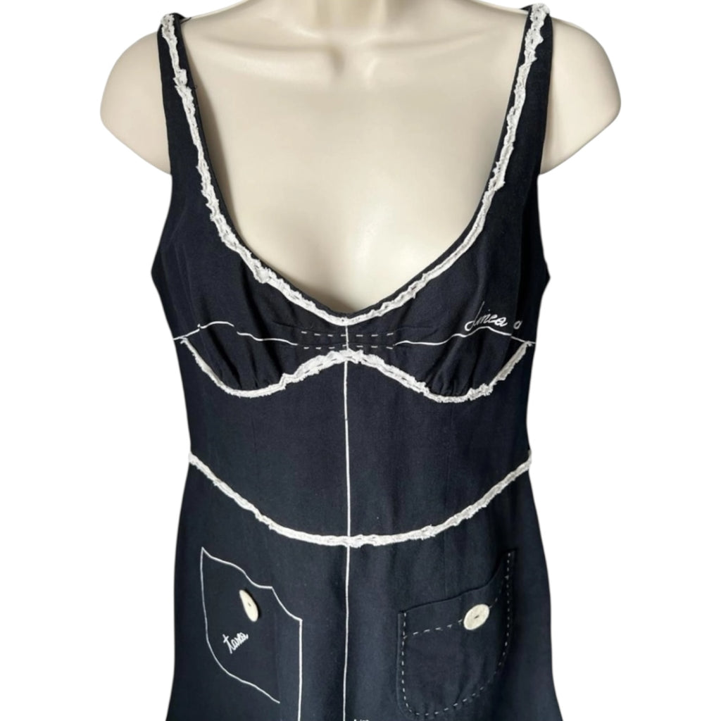 Vintage Moschino Sloper Linen Dress – Rare 90s Collectible, IT44 – pre-loved
