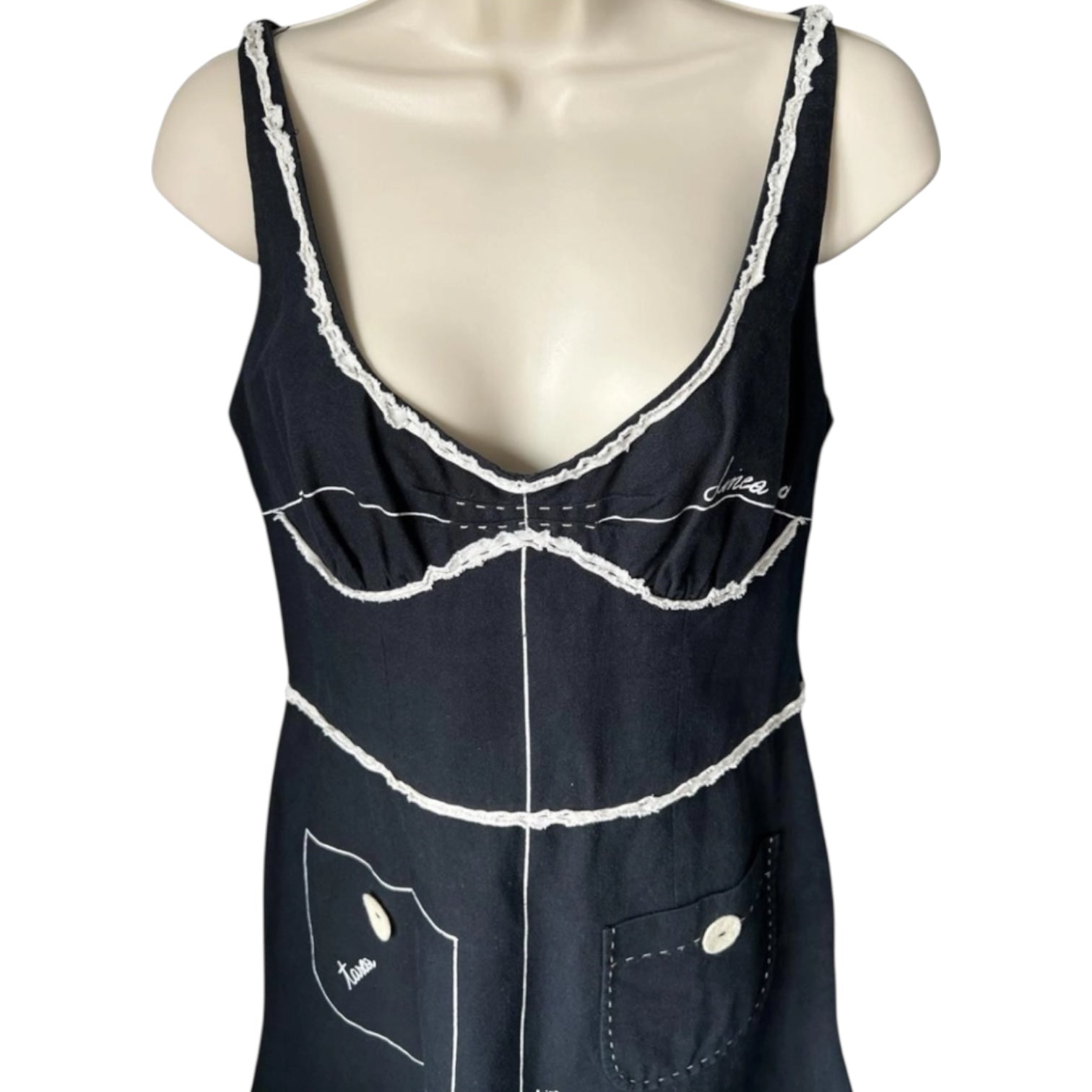 Vintage Moschino Sloper Linen Dress – Rare 90s Collectible, IT44 – pre-loved