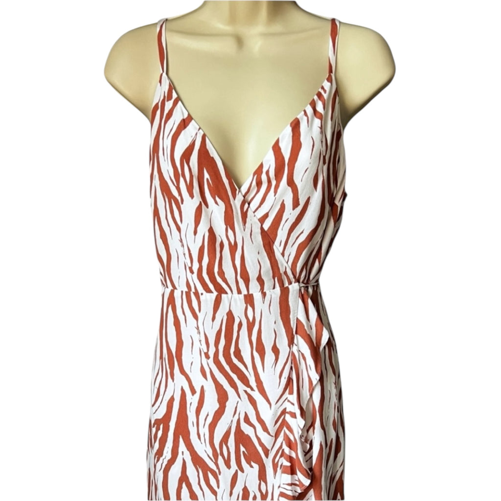 Rails Zebra Print Wrap Midi Dress – Rayon, Size S – pre-loved