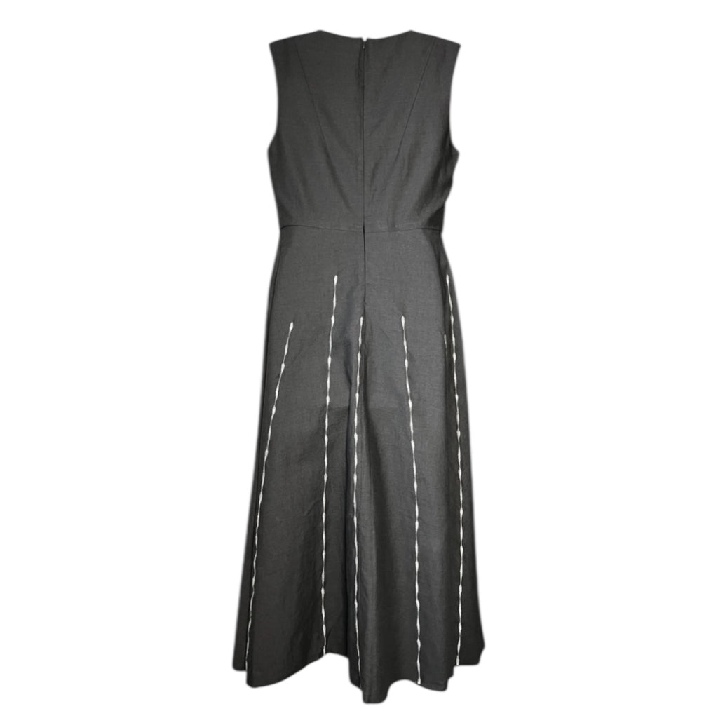 Bottega Veneta Linen Embroidered Midi Dress – Circle Skirt, IT42 (UK10)