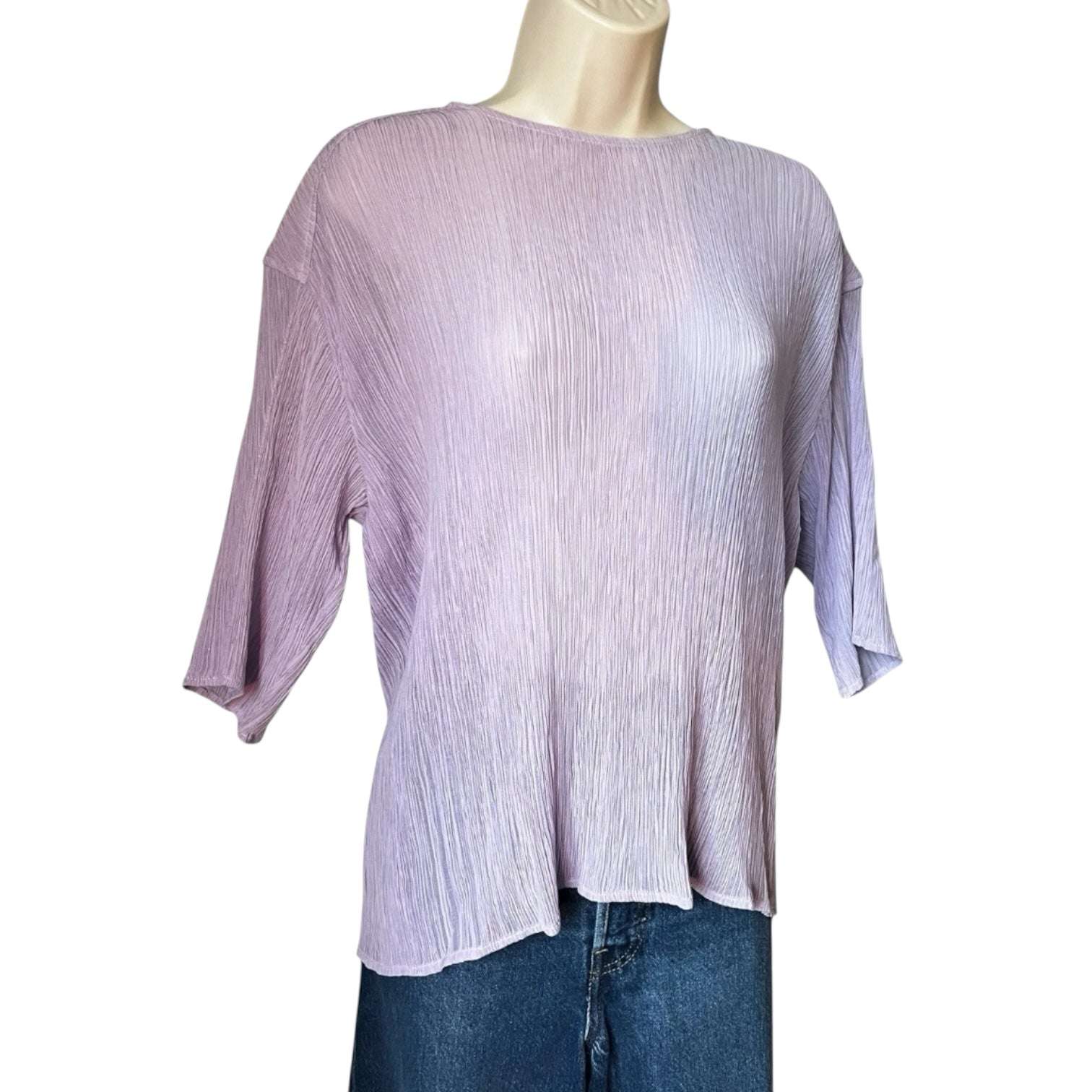 Nina Ricci Sheer Pleated Silk Top – Crinkled Gauze, Relaxed Fit, FR 36 – pre-loved