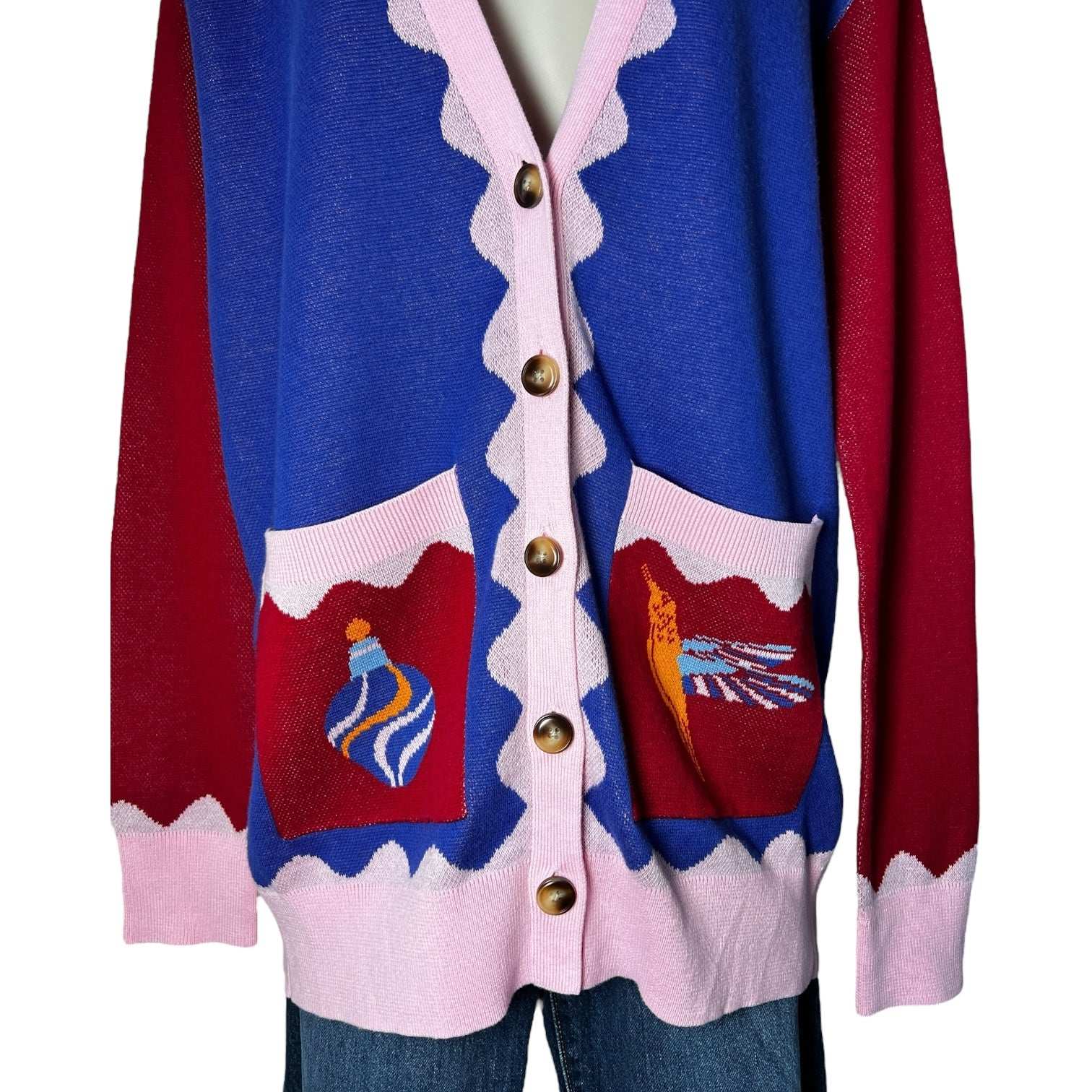 Paolita Mercury Knit Cardigan – Funky Stamp Print, Size L – pre-loved