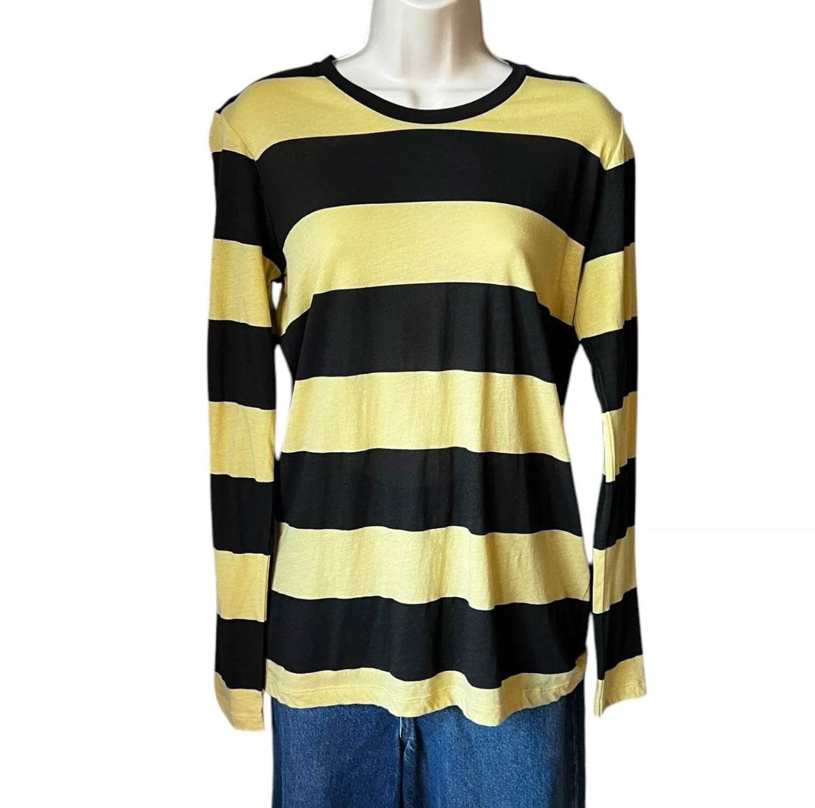 Isabel Marant Étoile Striped Slub Cotton Long Sleeve Top – Yellow/Black, Size S – pre-loved