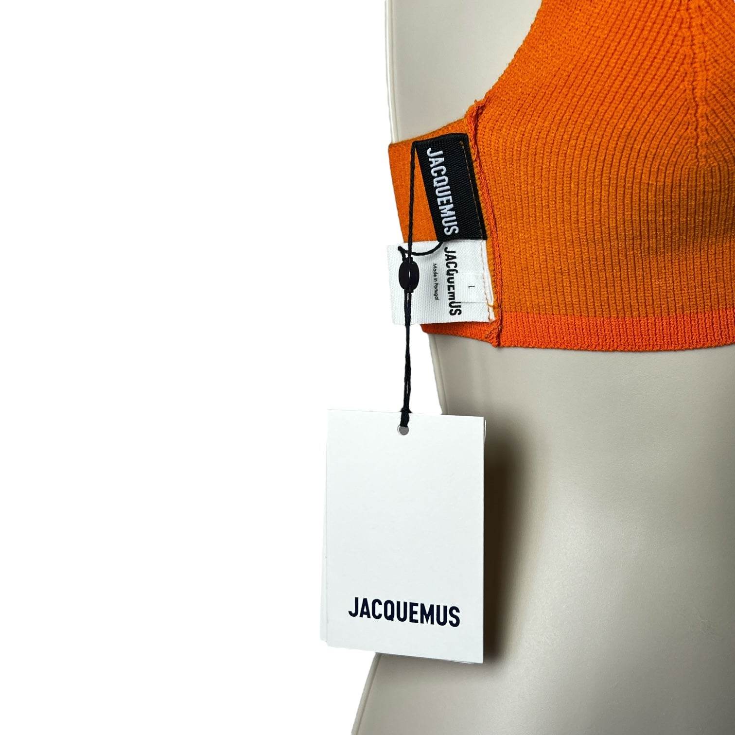 Jacquemus Ribbed Knit Bralette – Orange Cropped Top, L – pre-loved