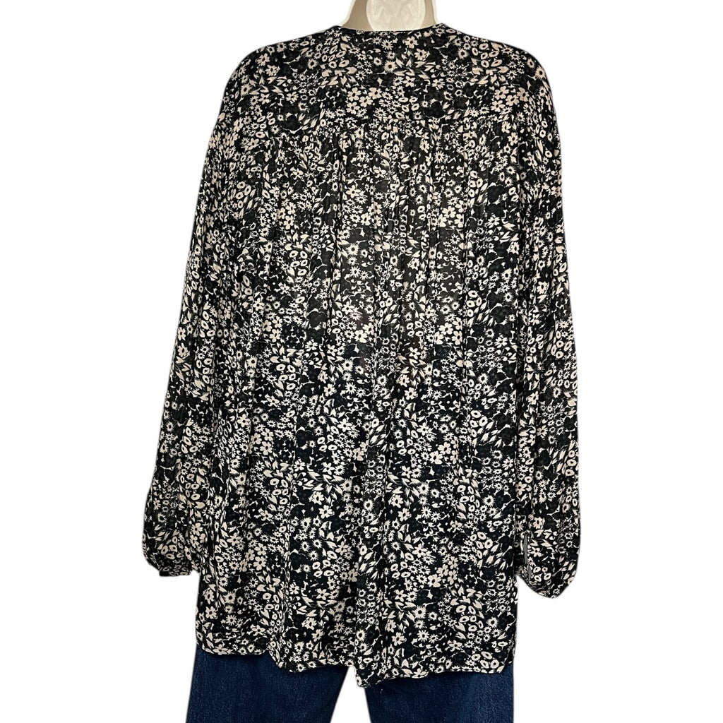Isabel Marant Étoile Floral Split-Neck Tie Blouse – Oversized Shirt, FR36