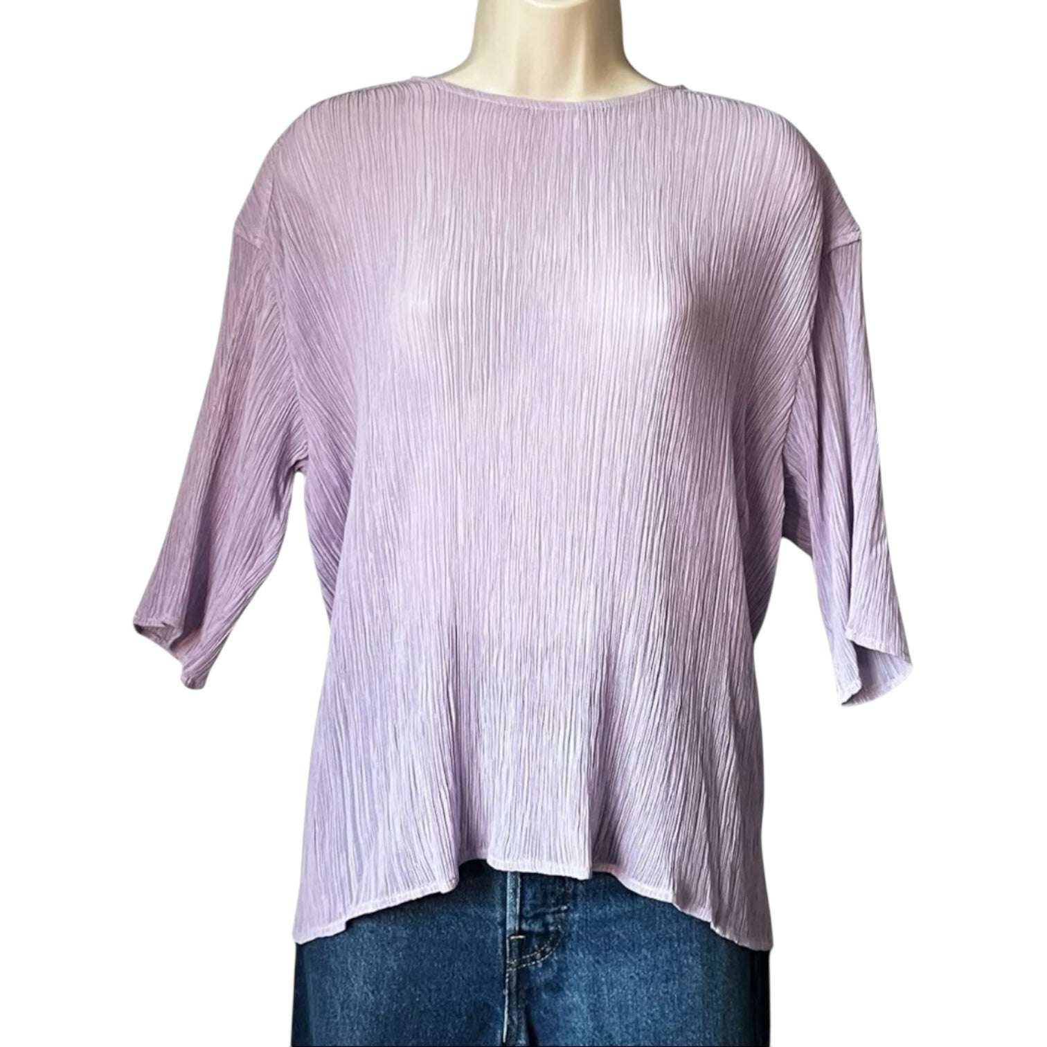 Nina Ricci Sheer Pleated Silk Top – Crinkled Gauze, Relaxed Fit, FR 36 – pre-loved