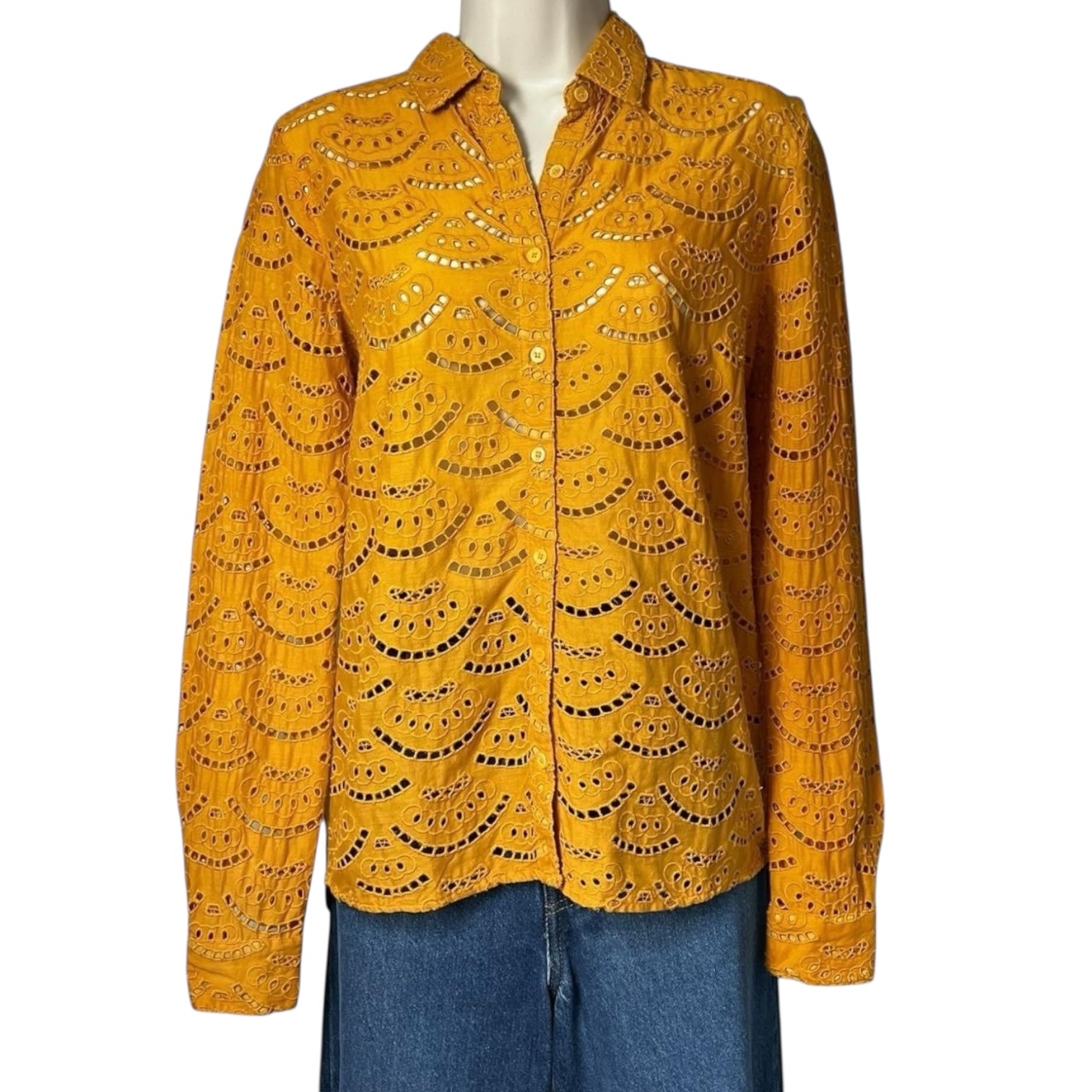 Ba&sh Crochet Embroidered Cotton Shirt – Size 0 (UK6)