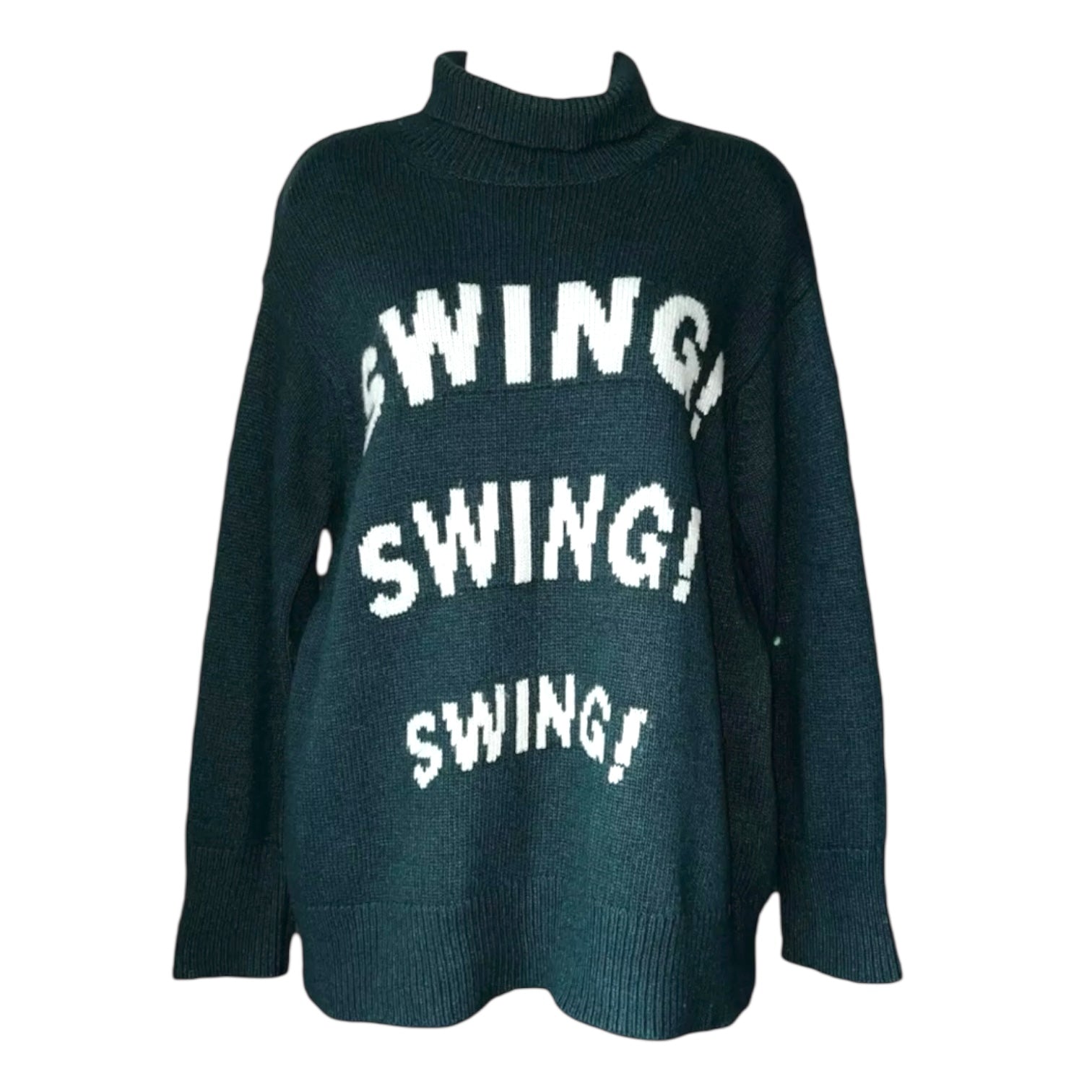 Sandro Wool-Cashmere Oversized Turtleneck Jumper – Swing Intarsia, Size 1