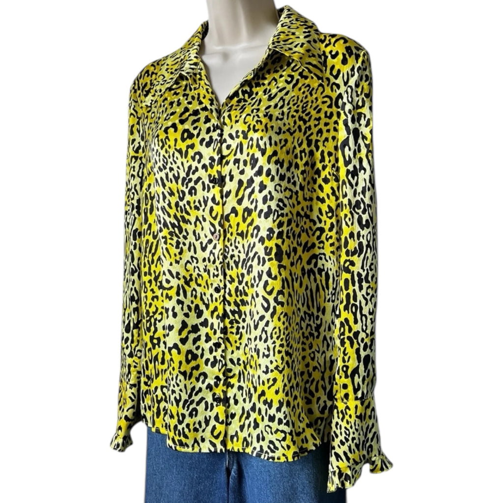 Baum Und Pferdgarten Silk Frill Cuff Blouse – Leopard Print, EU38