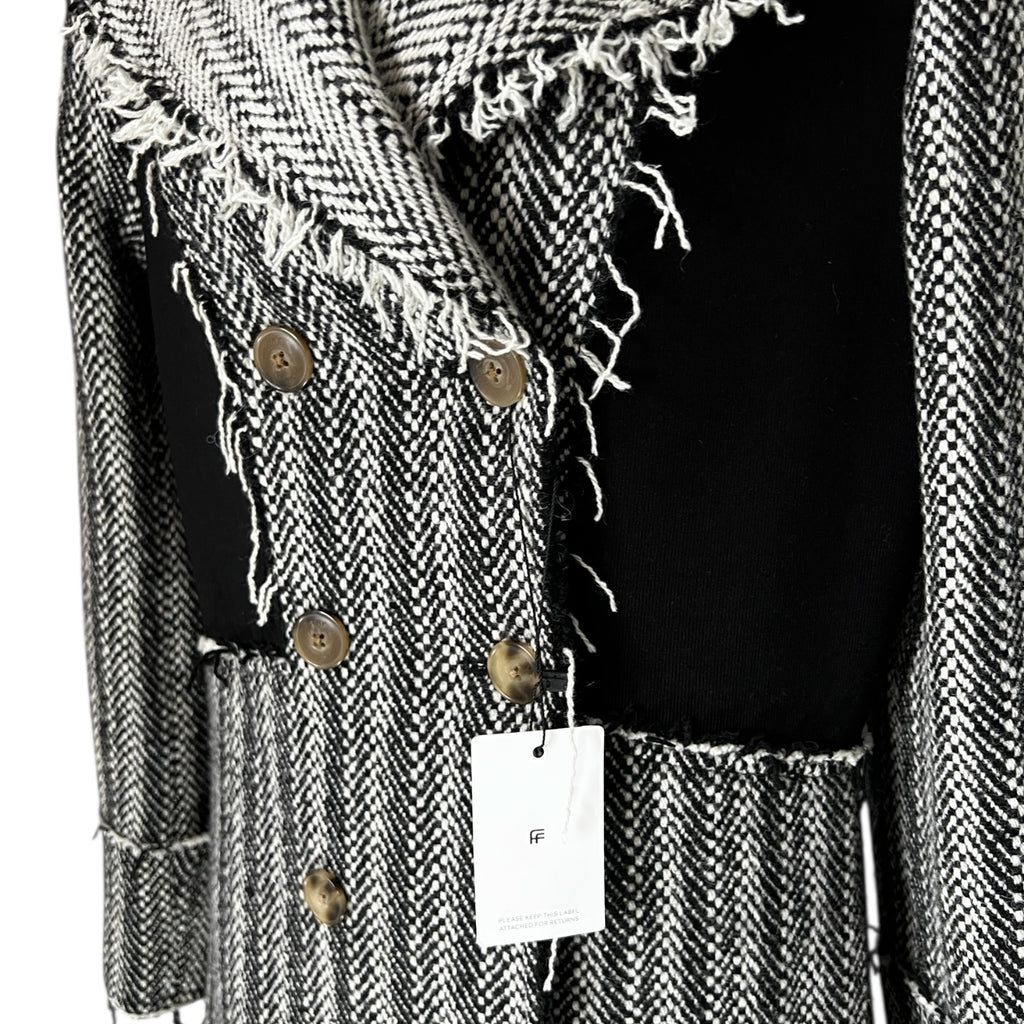 Tory Burch Runway 2020 Raw Tweed Wool Double Breasted Coat - US6