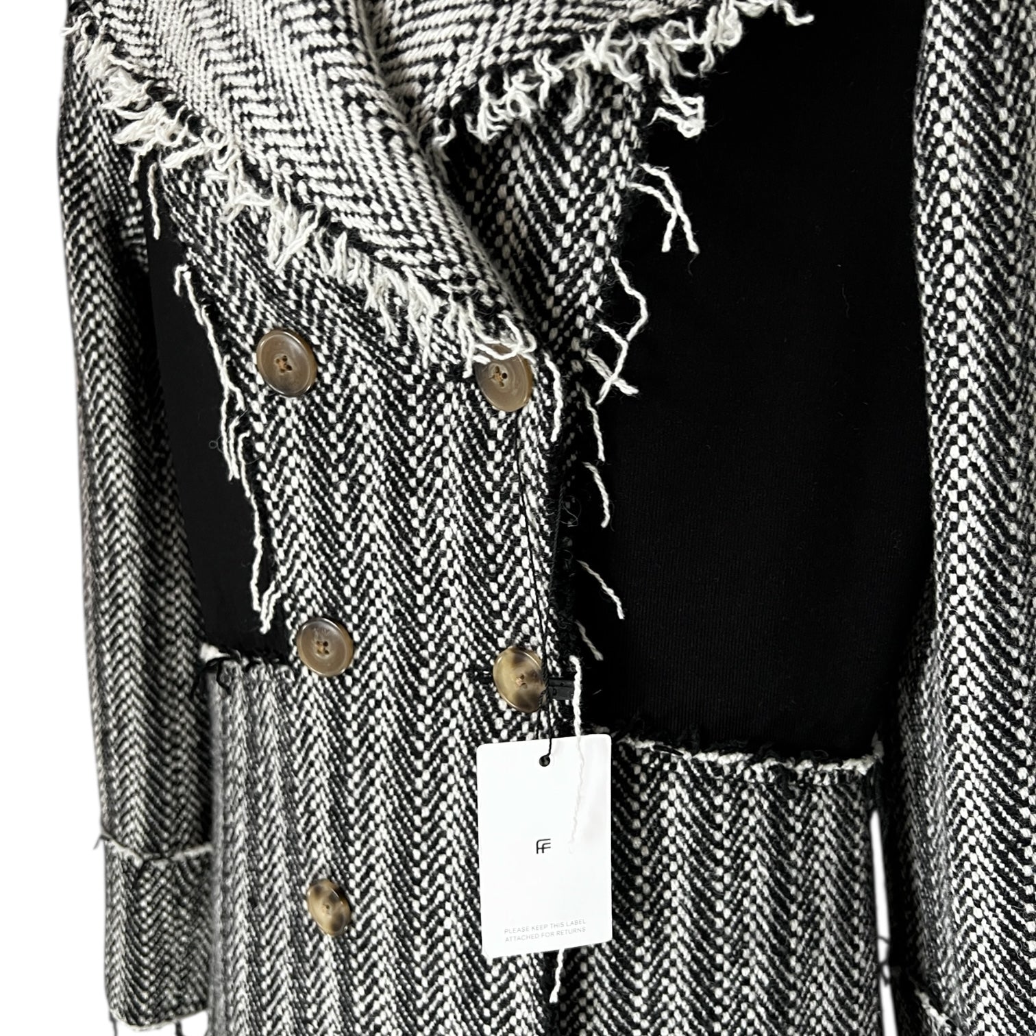 Tory Burch Runway 2020 Raw Tweed Wool Double Breasted Coat - US6