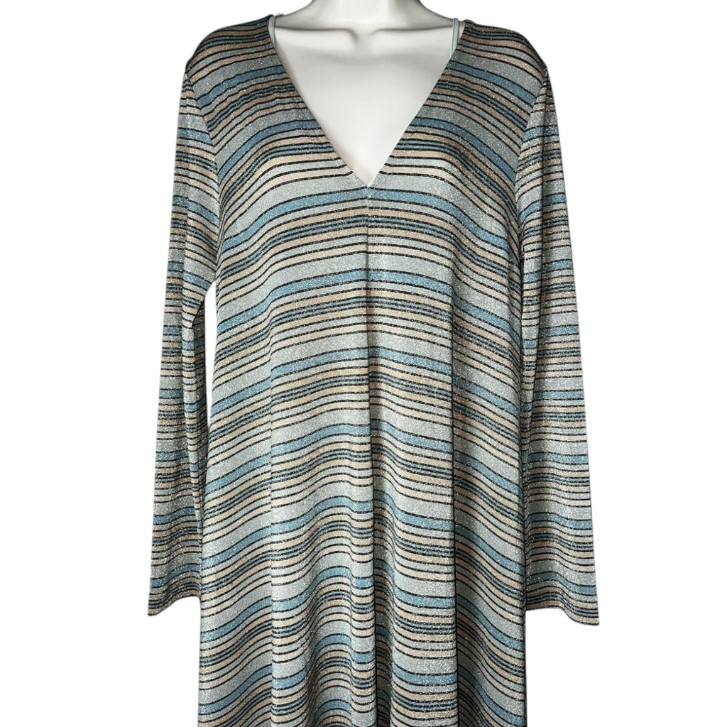 Stine Goya Metallic Stripe Relaxed Midi Dress – S