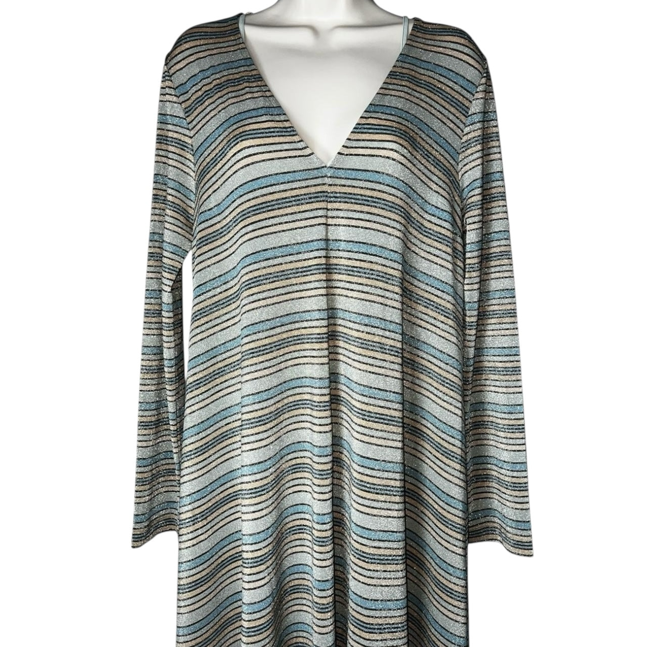 Stine Goya Metallic Stripe Relaxed Midi Dress – S