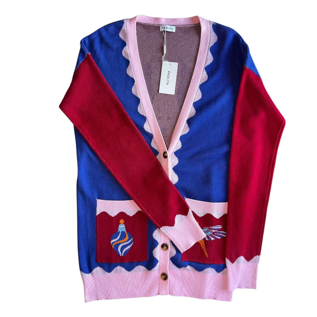 Paolita Mercury Knit Cardigan – Funky Stamp Print, Size L – pre-loved