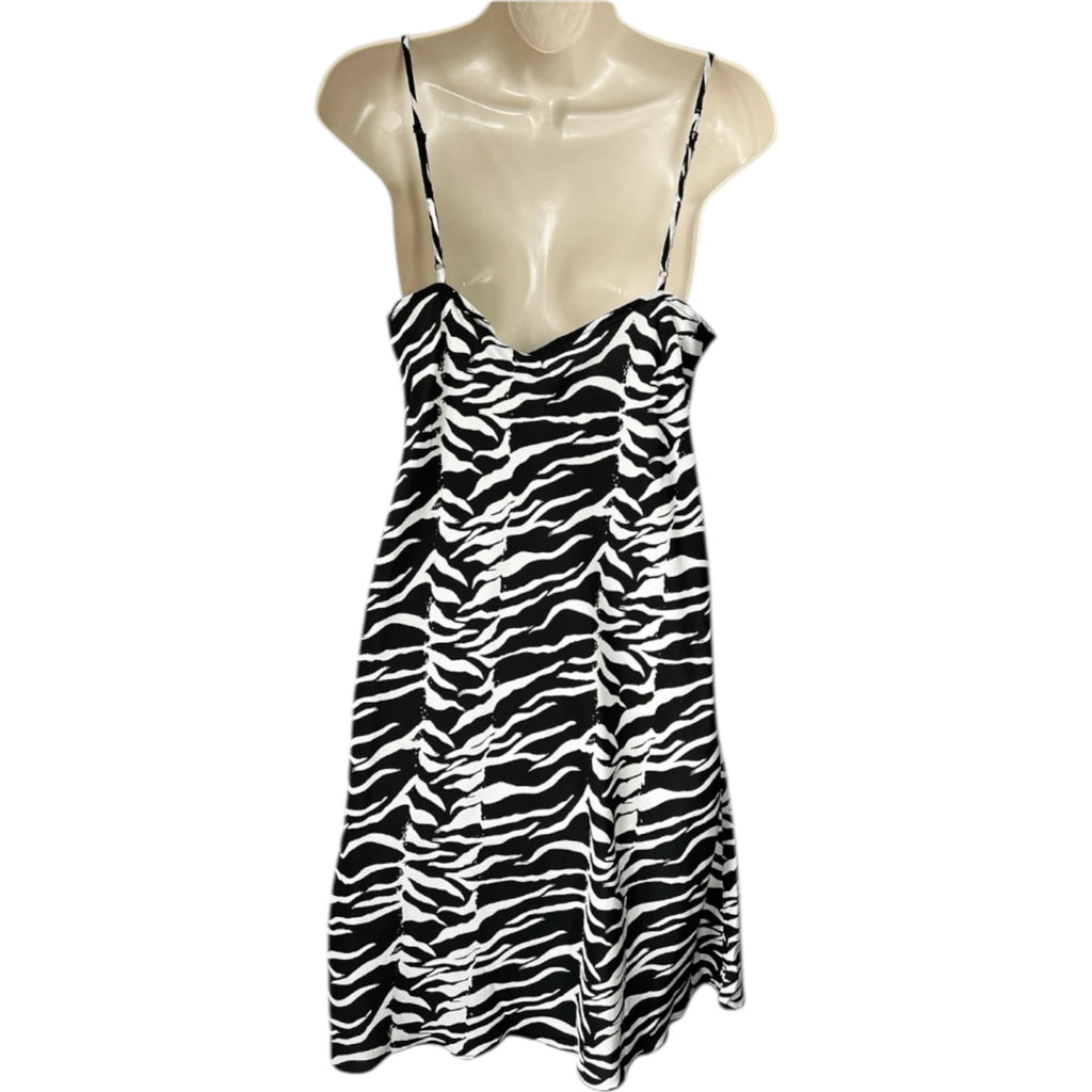 Rixo Zebra Print Silk Cowl Neck Slip Mini Dress - S