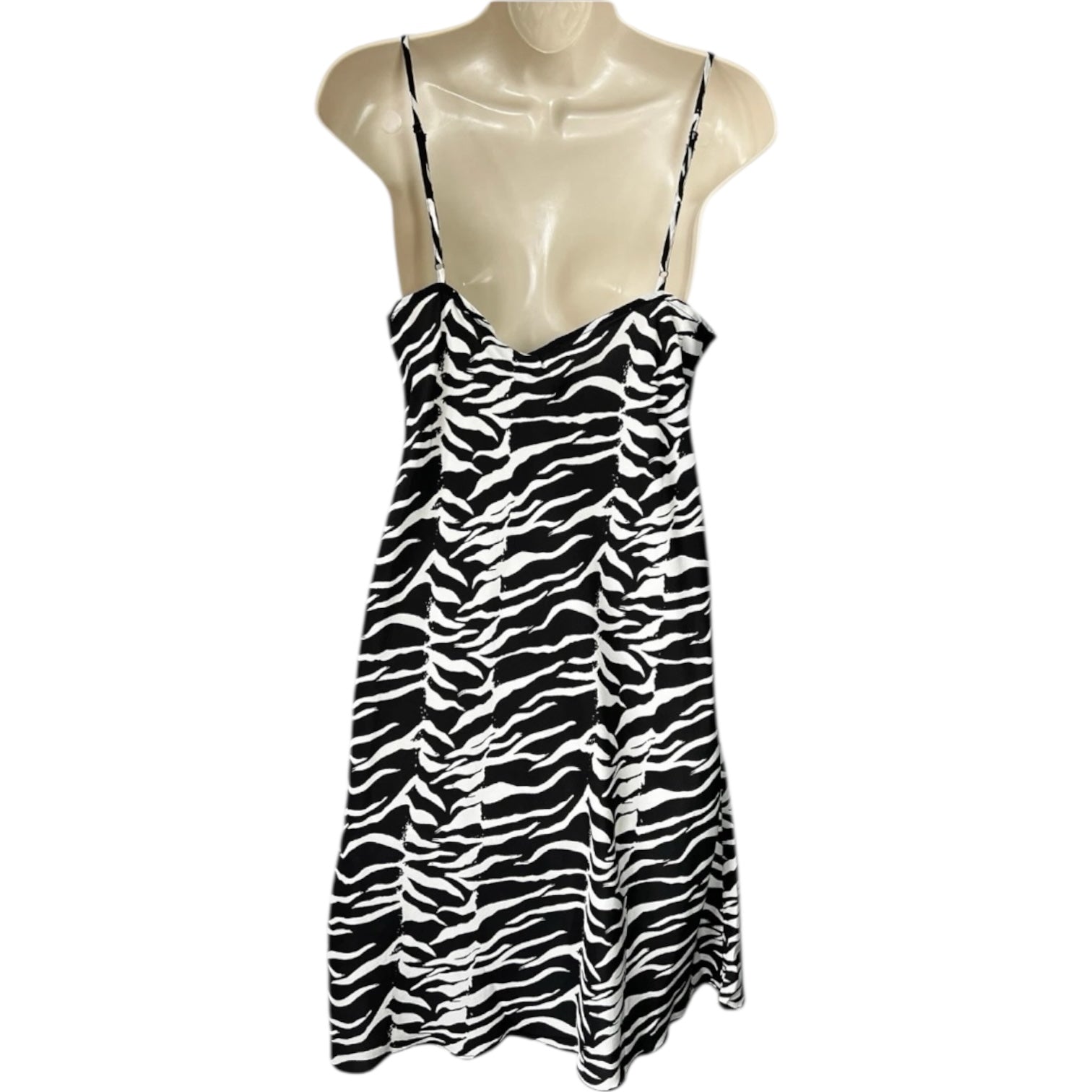 Rixo Zebra Print Silk Cowl Neck Slip Mini Dress - S