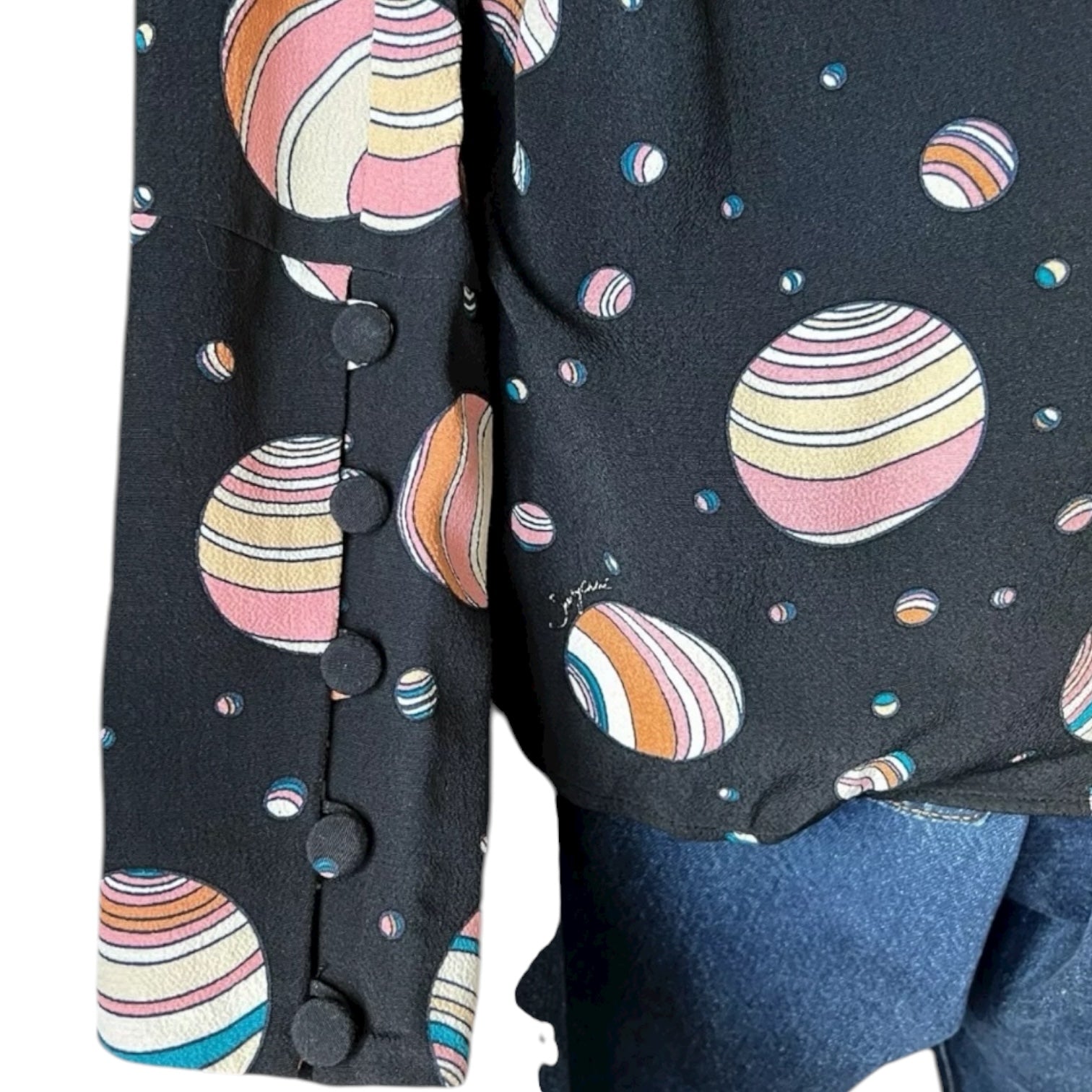 See By Chloé Planet Print Blouse – Celestial Long Sleeve Top, UK8