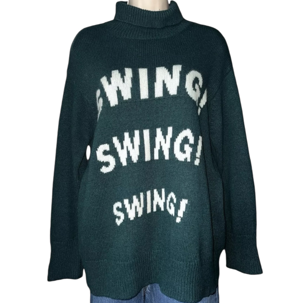 Sandro Wool-Cashmere Oversized Turtleneck Jumper – Swing Intarsia, Size 1