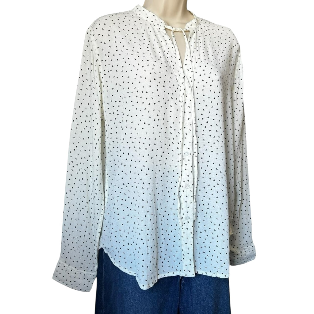 Rails Heart Print Tie-Neck Crepe Blouse – Casey, S