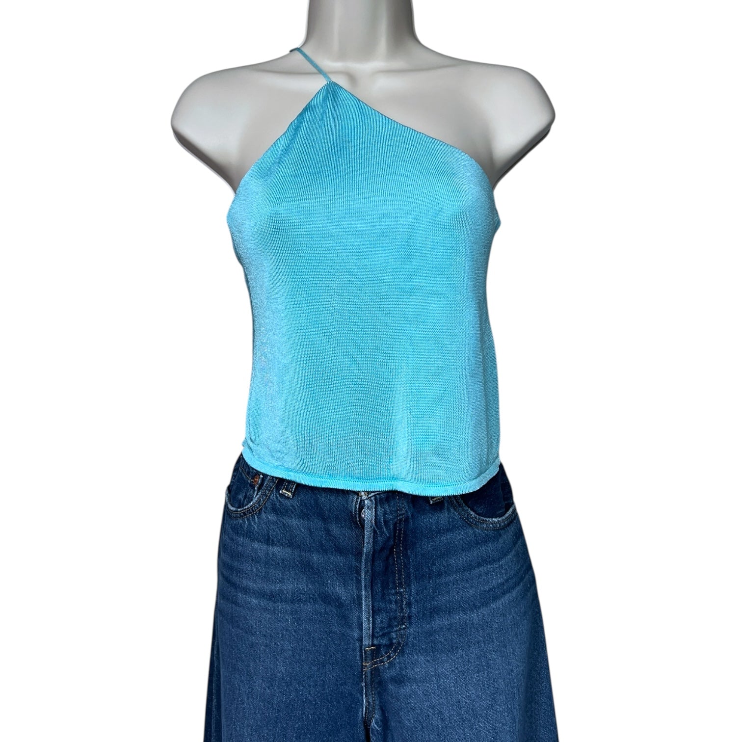 GAUGE81 Beja One-Shoulder Mesh Top – Asymmetric Open Back, XS