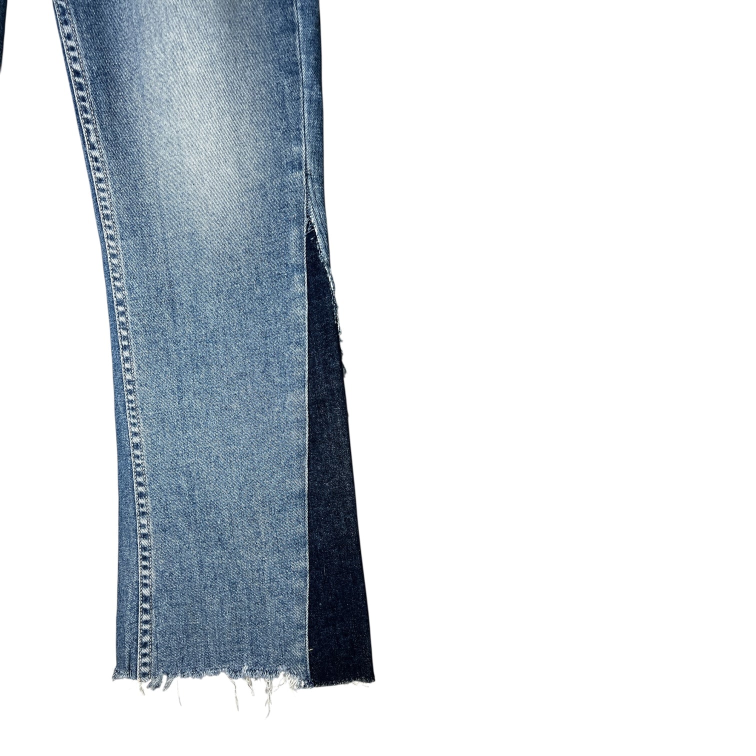 Paige Pieced Colette Crop Flare Jeans – Two-Tone Denim, Size 25