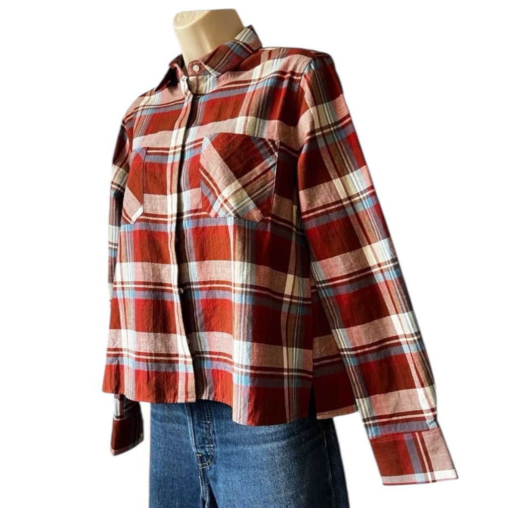 Chloé Stora Flannel Plaid Cropped Shirt – FR36 / UK8