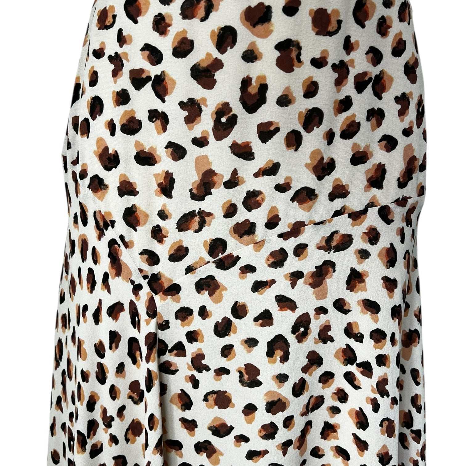 Theory Silk Midi Skirt – Asymmetrical Hem, Leopard Flora Print, US 2 – pre-loved