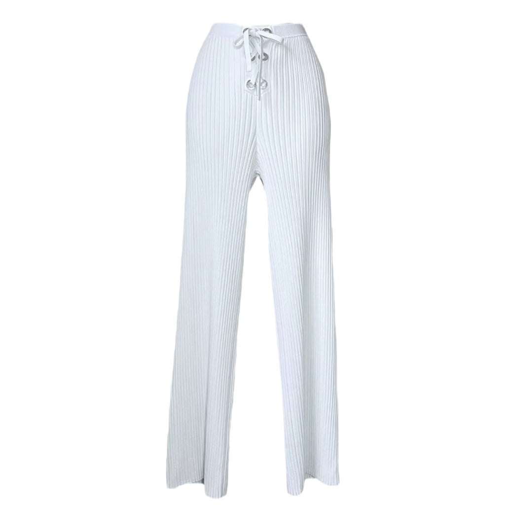 Dion Lee Ribbed Lace-Up Knit Crop Trousers – Light Blue, S